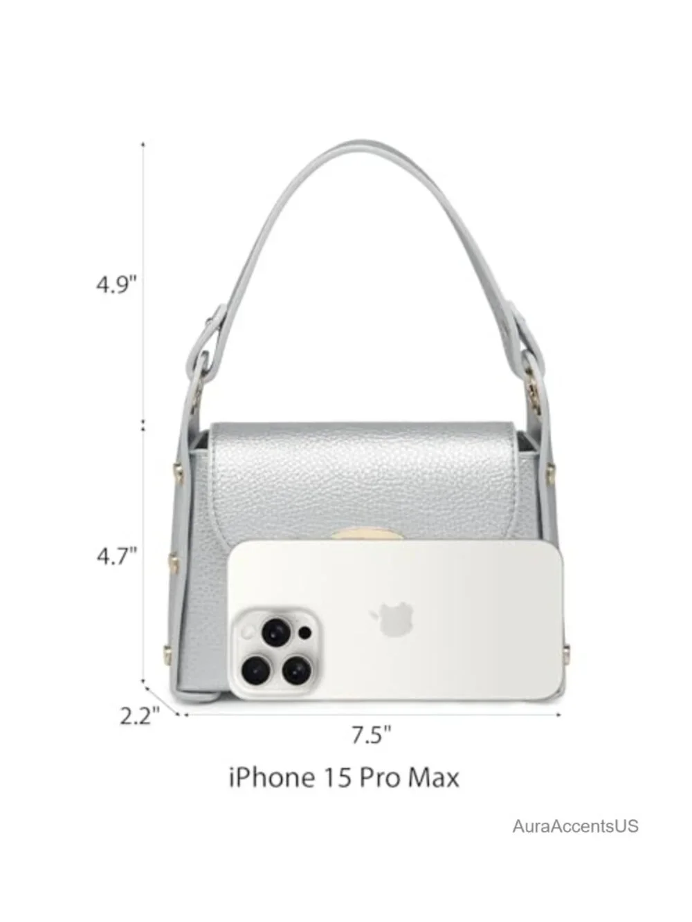 Studded Vegan Leather Evening Clutch Purse with Crossbody Strap